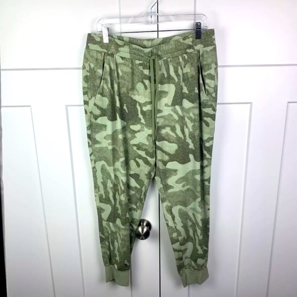 Calia LARGE green Camo Jogger Ankle Pants Pockets Stretch Pull On - Picture 1 of 4